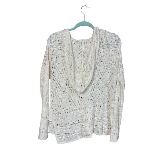 Pink Rose Women’s Crochet Hooded Sweater, Cream, XL, GUC - Picture 2 of 4